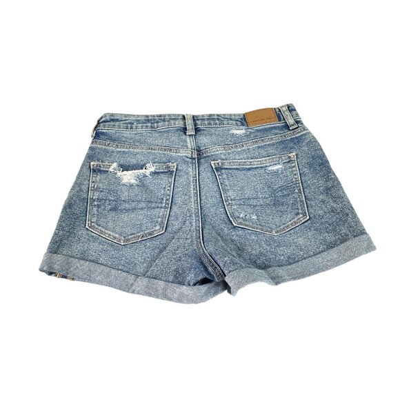 American Eagle Mom Short Distressed Denim Shorts Womens Sz 4 Medium Wash Stretch - Picture 2 of 6